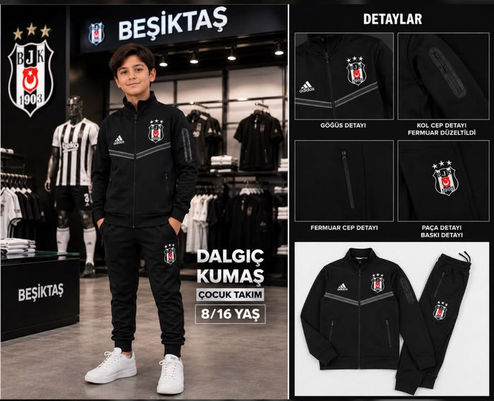 Beşiktaş Siyah Çocuk Eşofman Takımı