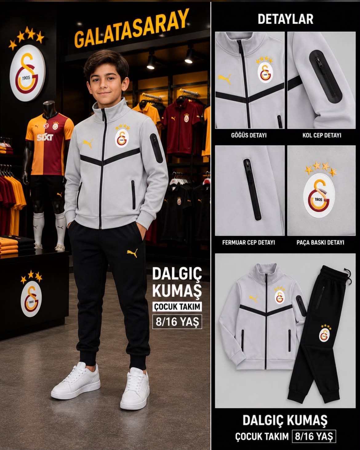 Galatasaray Beyaz Çocuk Eşofman Takımı