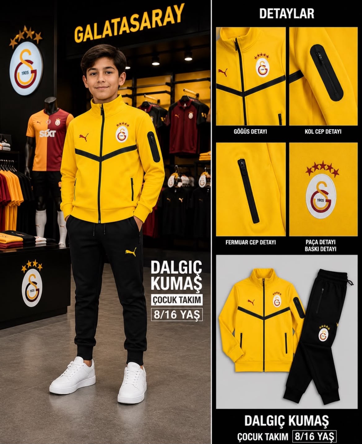Galatasaray Sarı Çocuk Eşofman Takımı